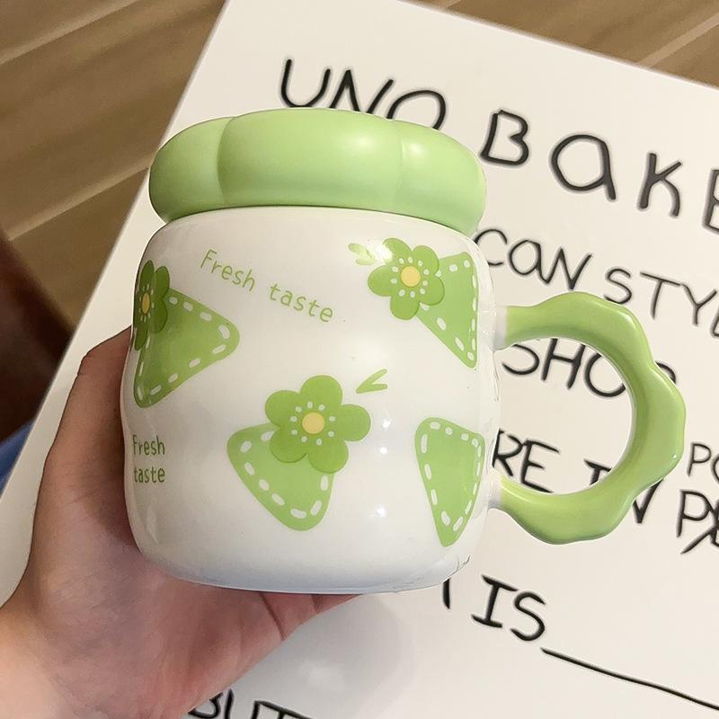 

Flower Ceramic Mug Souvenir Creative Cute Cream Milk Cup Large Capacity Cartoon Cup Office Cup 480ML