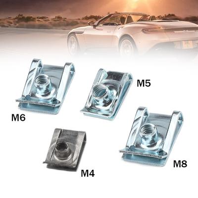 10 Stück U-förmige Klemmscheibe Mutter M4 Kartenmutter 304 Edelstahl 4mm Federmutter Geeignet für Automobile und Motorräder