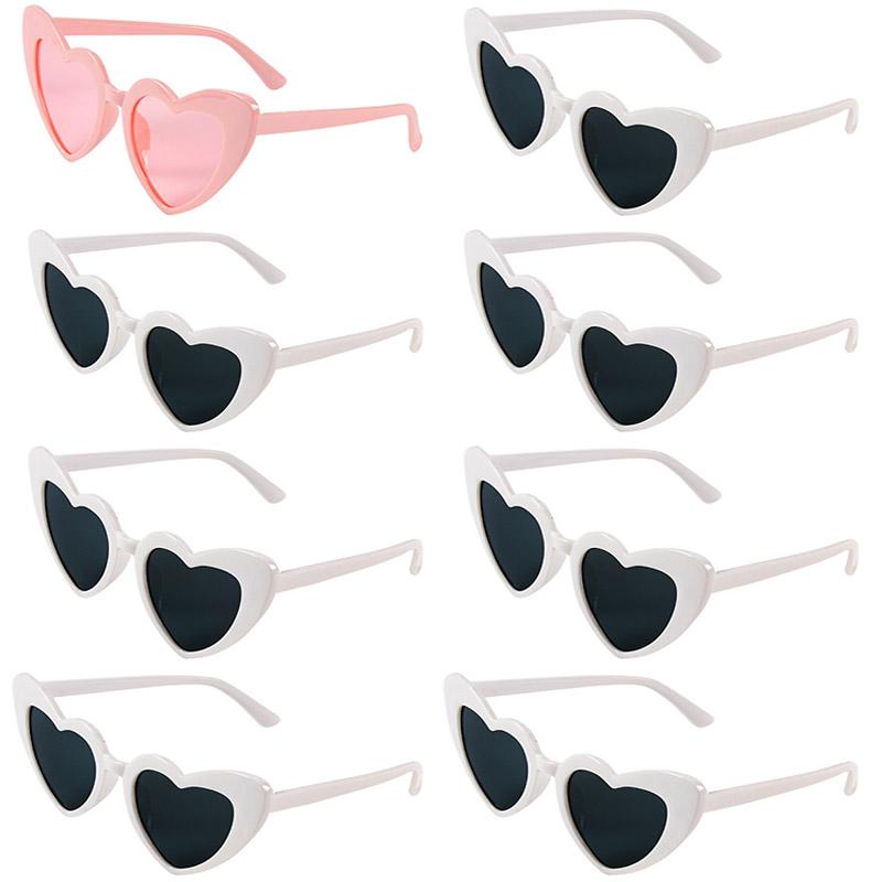 6/8 stuks Bachelorette Vrijgezellenfeest Wit Roze Zonnebril Hart Bril Bruid Aanstaande Bruidsmeisje Geschenken Bruiloft Bruidsdouche Decors white