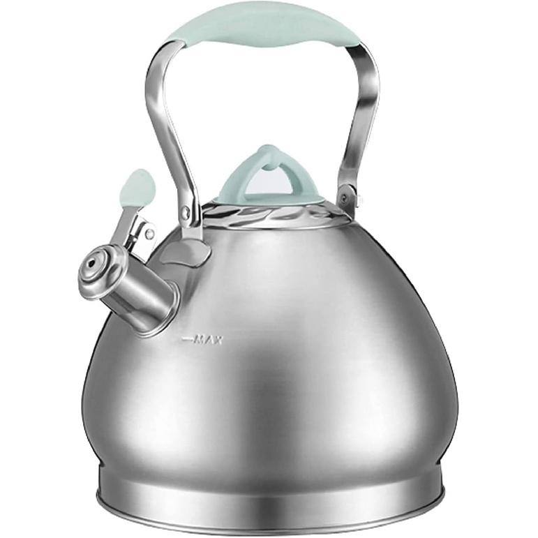 Kettle Stove Top Stainless Steel Tea Kettle for Stove Top Camping Coffee Pot with Heat- Handle Large Capacity Camping Kettle-Green