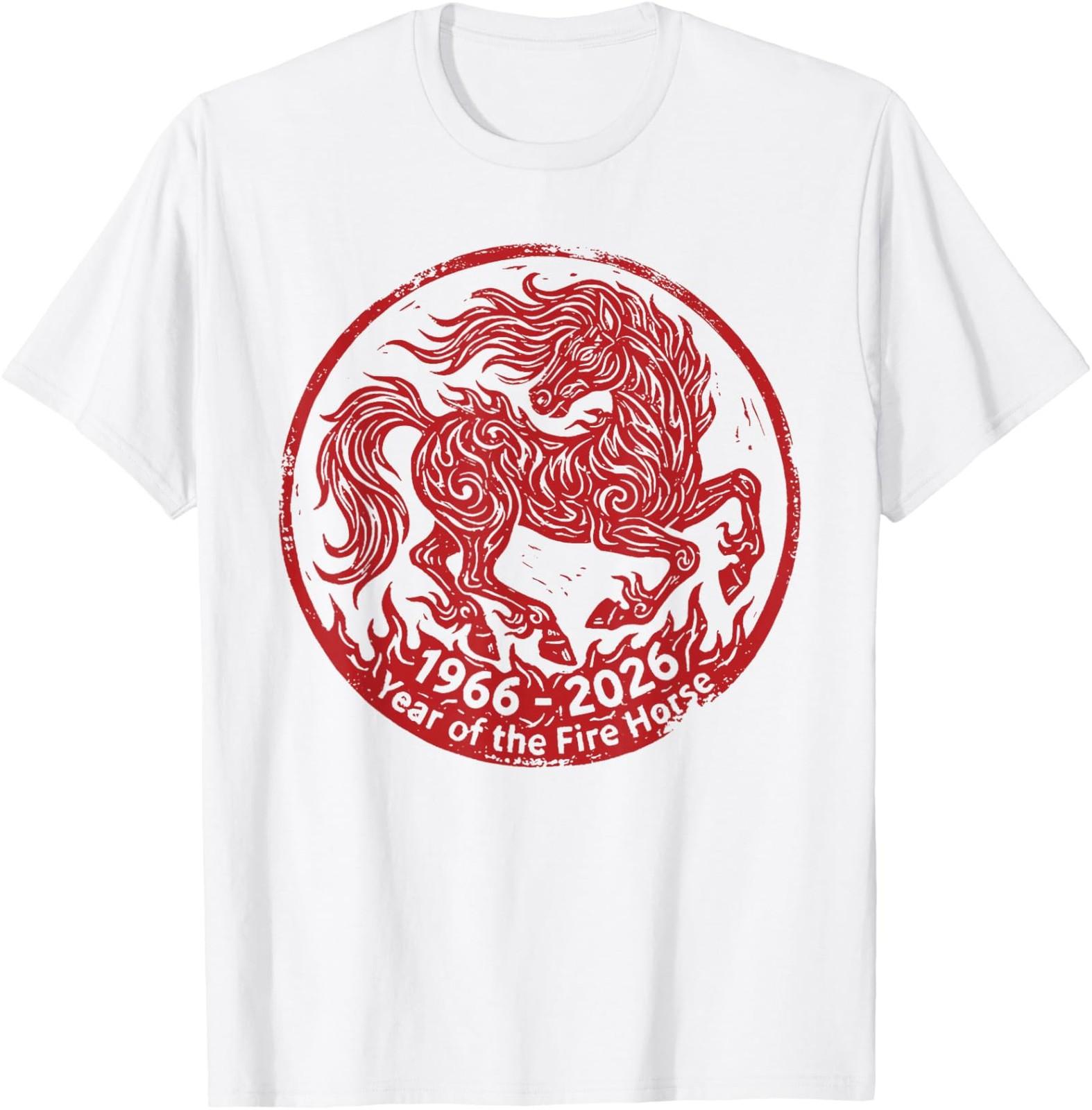 Year of The Fire 2026 Horse 60th Birthday Zodiac Unisex T-Shirt S разноцветный
