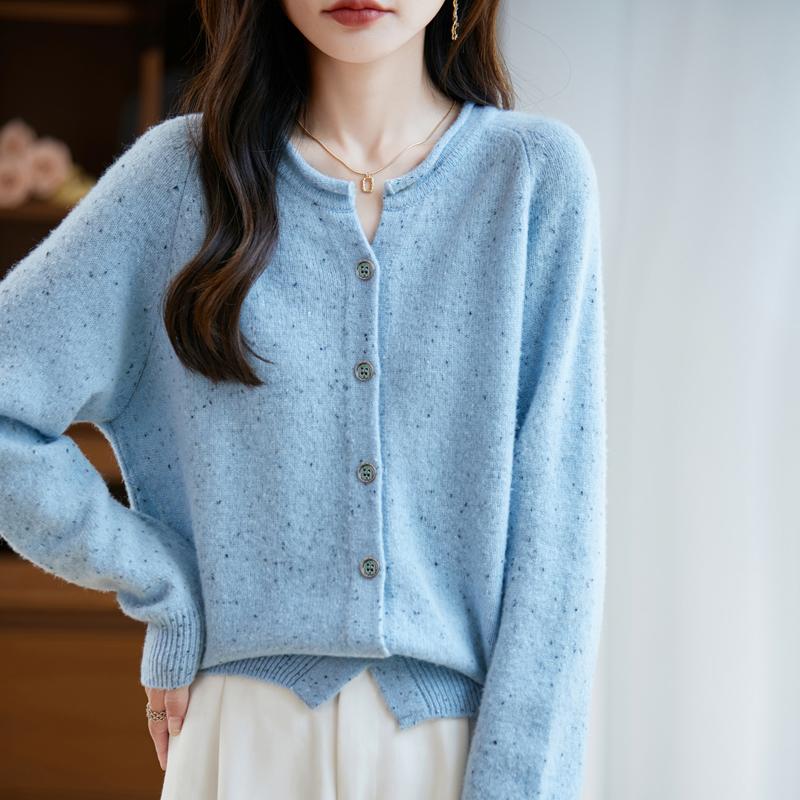 QingHe Cashmere Women's 30% Cashmere Cardigan - Soft & Warm Wool Blend Sweater