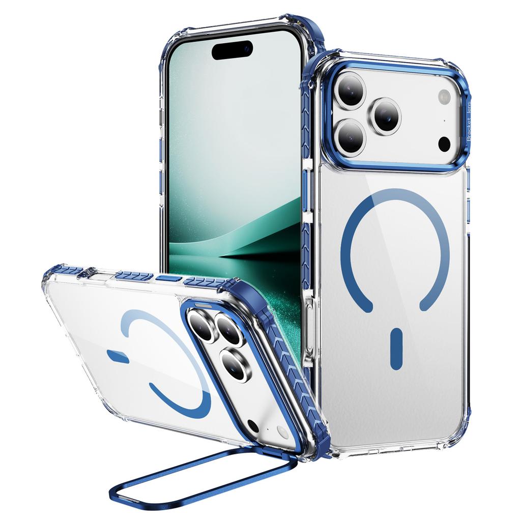 For iPhone 17 Pro Clear Phone Case with Lens Kickstand Cover Compatible with MagSafe