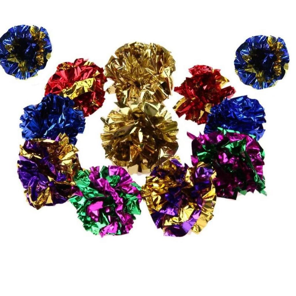 12er Pack Knisterpapierball Katzenspielzeug Lustiger Katzengeräusch-Papierball Alufolie Geräusch Lustiger Katzenball Feiertagsdekoration Ball