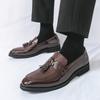 Designer Fashion New Men's Black Brown Patent Leather Wedding Dress Shoes Male Luxury Plush Size 38-46 Tassels Loafers Zapatos