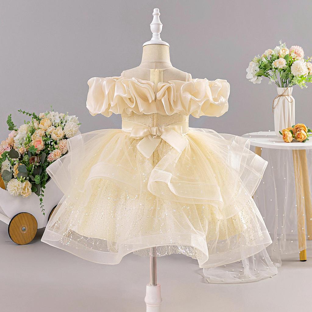 Nuovo Abito da Principessa Formale per Bambine - Abito da Sera con Gonna in Tulle Gonfia