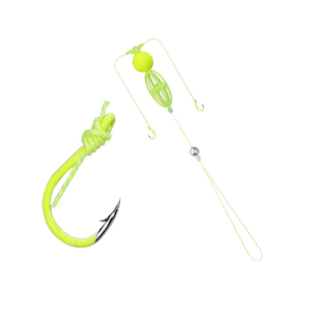 Floating Ball Bait Cage With Double Hook Fishing Soft Lure Steel Wire Rig for Enhancing Fish Attraction