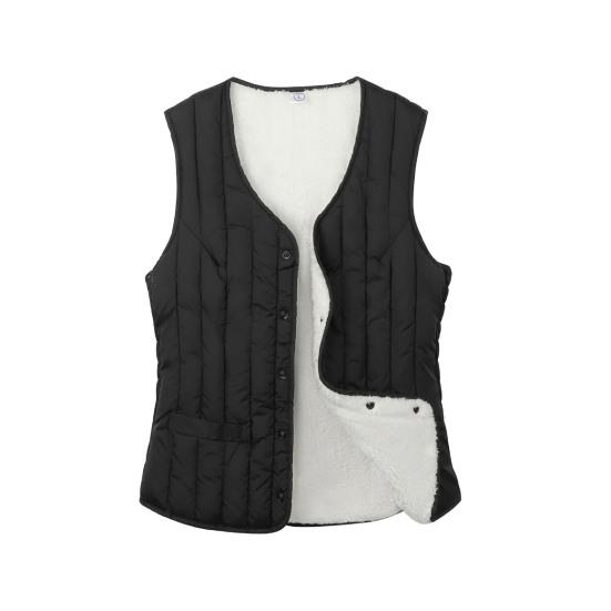 Damevestkåpe polstret ensfarget ermeløs tykk myk slim fit enkeltspent cardigan v-hals vindtett varm vest