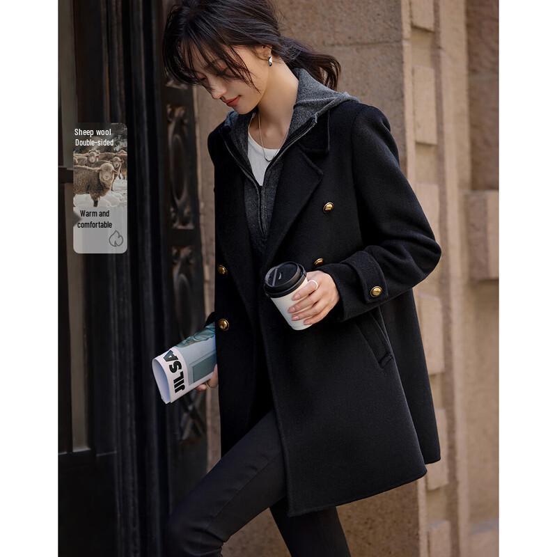 

Mohan Yimei Women s Notched Lapel Double-Faced Wool Coat S