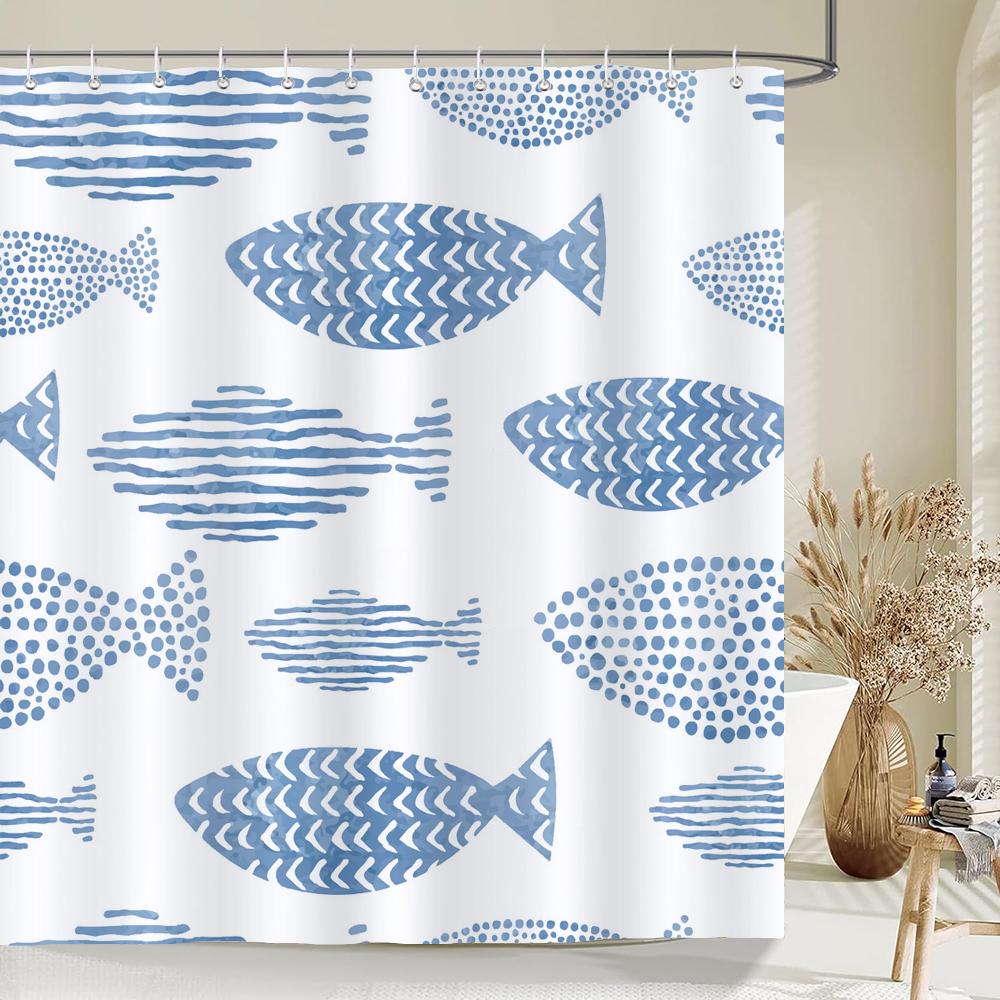 1 Pack Cartoon Turtle,Dolphin,Whale Printing Shower Curtain Partition Bathroom Curtain With Hooks Home Decorative Curtain