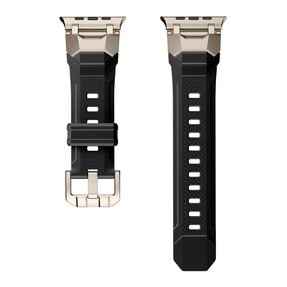 Rubber Sports Band for Apple Watch Ultra 3/2 49mm Titanium Color Sports Bracelet for iWatch Series 11 10 46mm 9 8 7 6 Se 44 45mm