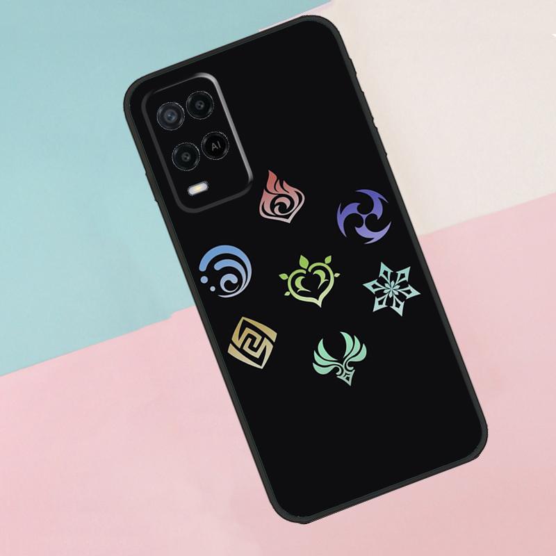 Genshin Impact Elements For Oppo A17 A77 A60 A74 A94 A54 A18 A38 A58 A78 A98 A40 A80 A16 A76 A96 A15 A57S Phone Case