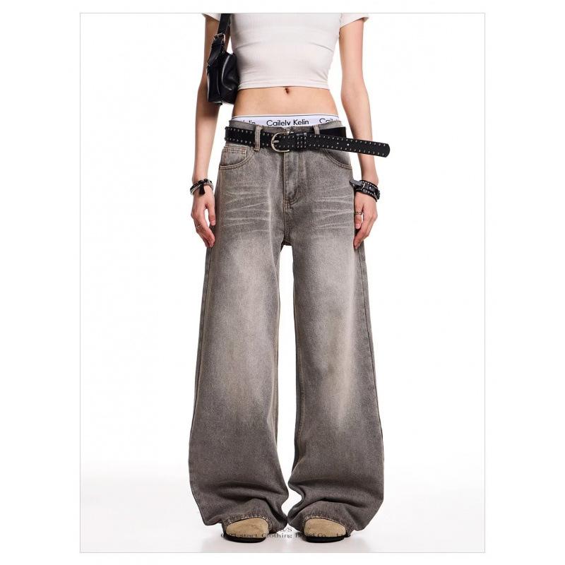 JYL Unisex Wide-Leg Jeans American Splash High-End Bootcut Niche Floor-Length Denim M