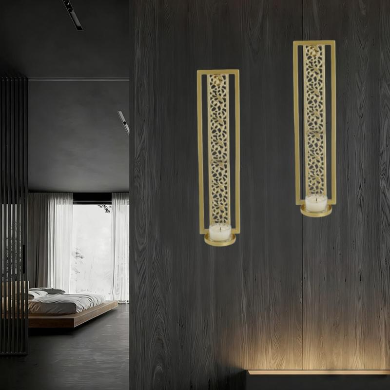 Eisen Hängende Kerzenhalter Wandakzent mit Gittermuster für Wohnzimmer und Flur Hausstyling als Innenakzent