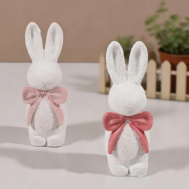 Long-Eared Rabbit Mold Flexible Resin Silicone Mold Bow Rabbit Candle Mold  For Diy Crafts Molds For Aromatherapy Candle