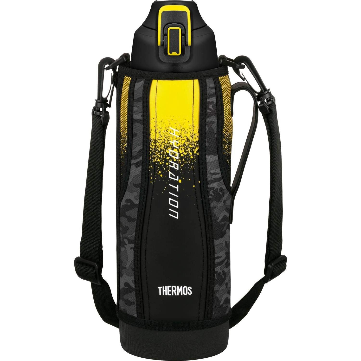 Thermos Water Bottle Vacuum Insulated Sports Black Camouflage 1.5L FHT-1500F BK-C