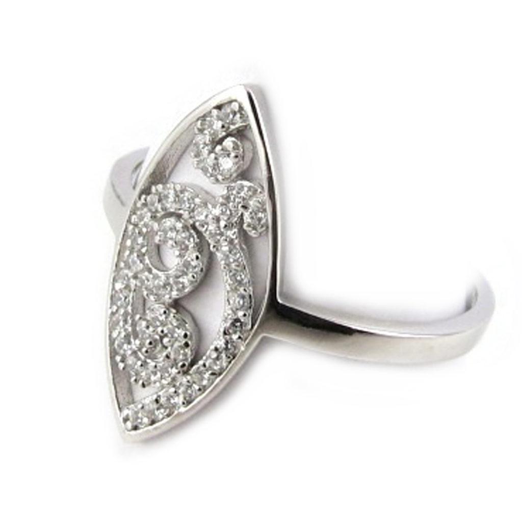 Silver Ring 'Sissi' Silvery White (rhodium) - 20x9 Mm