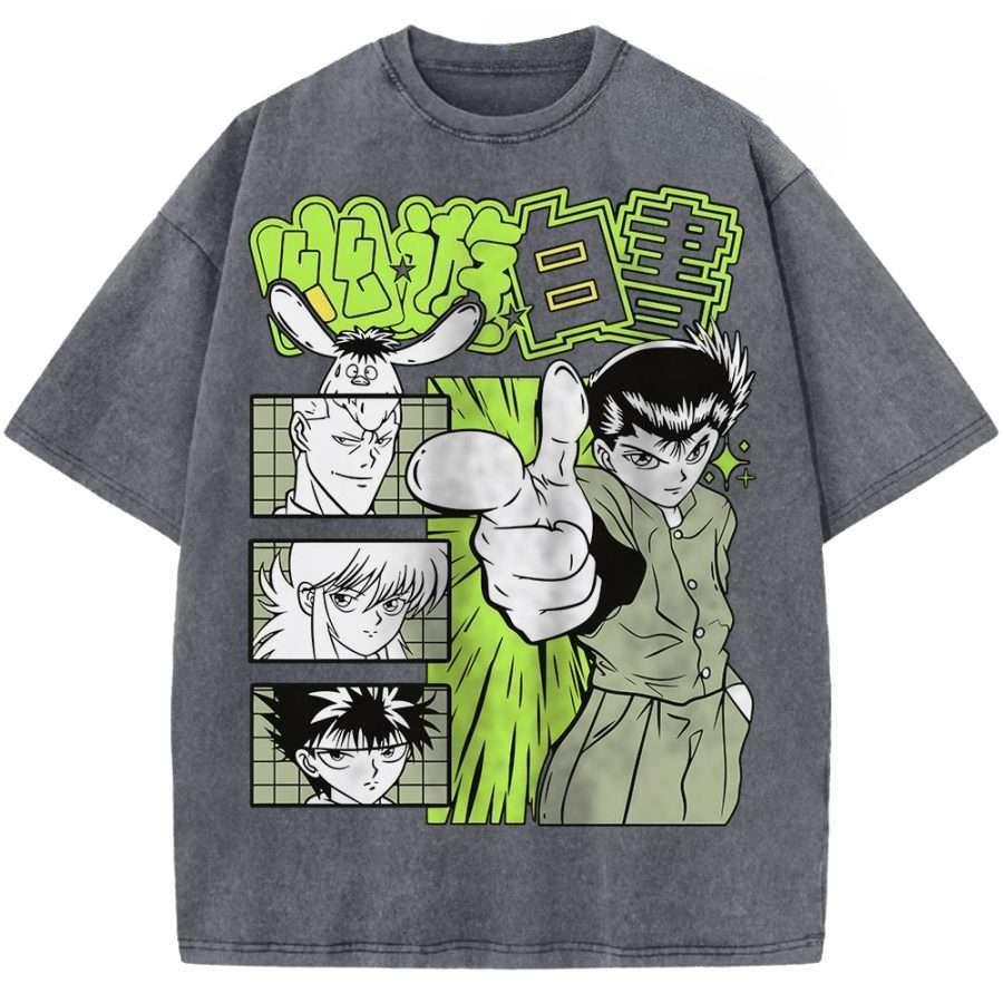T-shirt graphique YuYu Hakusho Hiei pour homme, manches courtes, style décontracté, en coton, effet vintage, style Harajuku.