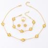 Lucky Five-Leaf Clover Jewelry Set: Necklace, Bracelet, Earrings, and Ring – Elegant European & American Style for Women