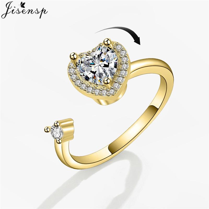 Luxury Anxiety Ring Fidget Spinner Ring for Women Crystal Flower Butterfly Animal Finger Ring Rotate Anti Stress Wedding Jewerly