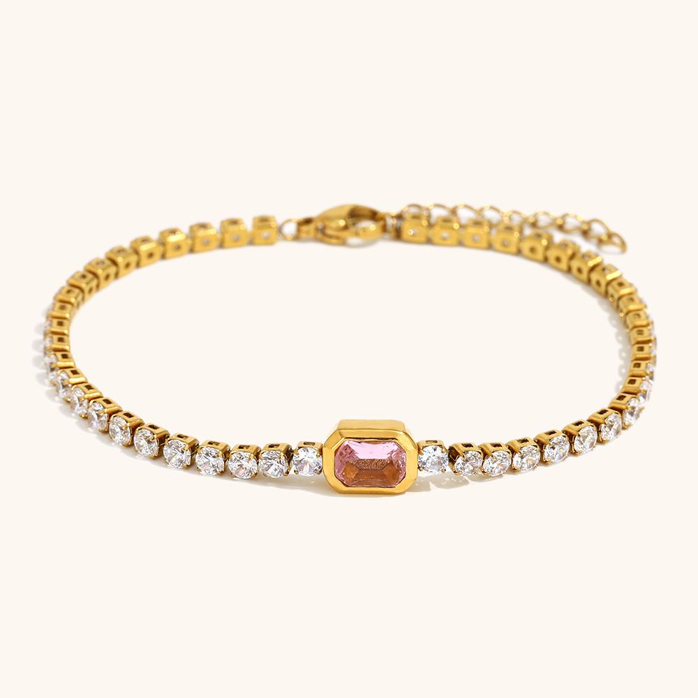 La.Muses Elastic Cubic Zirconia Stainless steel Woman's Bracelet Fashion Luxurious Zircon Party Accessories