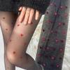 Sexy Black Stockings Tights Women Fashion Heart Dot Bows Print Pantyhose Summer Transparent Mesh Nylon Stretch Seamless Hosiery