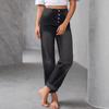 Women's Mid Rise Straight Leg Jeans Loose Fit Vintage Solid Color Washed Denim Pants Retro Casual Spring All-match Long Trousers