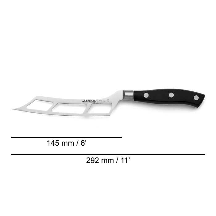 Couteau à fromage lame en acier inoxydable 14.5 cm manche noir Riviera-