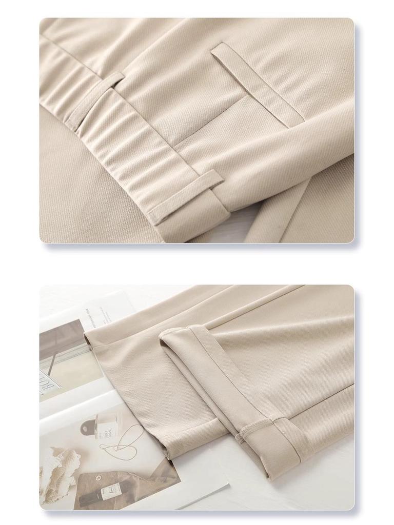Beige Damen Weitbeinige High-Waist Drapierte Hose - Frühjahr/Sommer Kollektion 2025