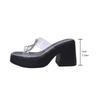 Summer New Arrival Fashion Sequined Strappy Sandals with Rhinestones Thick-Soled High-Heel Sandals Women's Outdoor Sandals