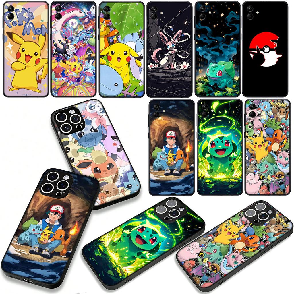 Cute P-Pokemons Bulbasaur P-Pikachus Phone Cover Case for Apple iPhone 16 15 14 Plus 13 12 Mini 17 Pro Max + 16E Air 16+ ProMax