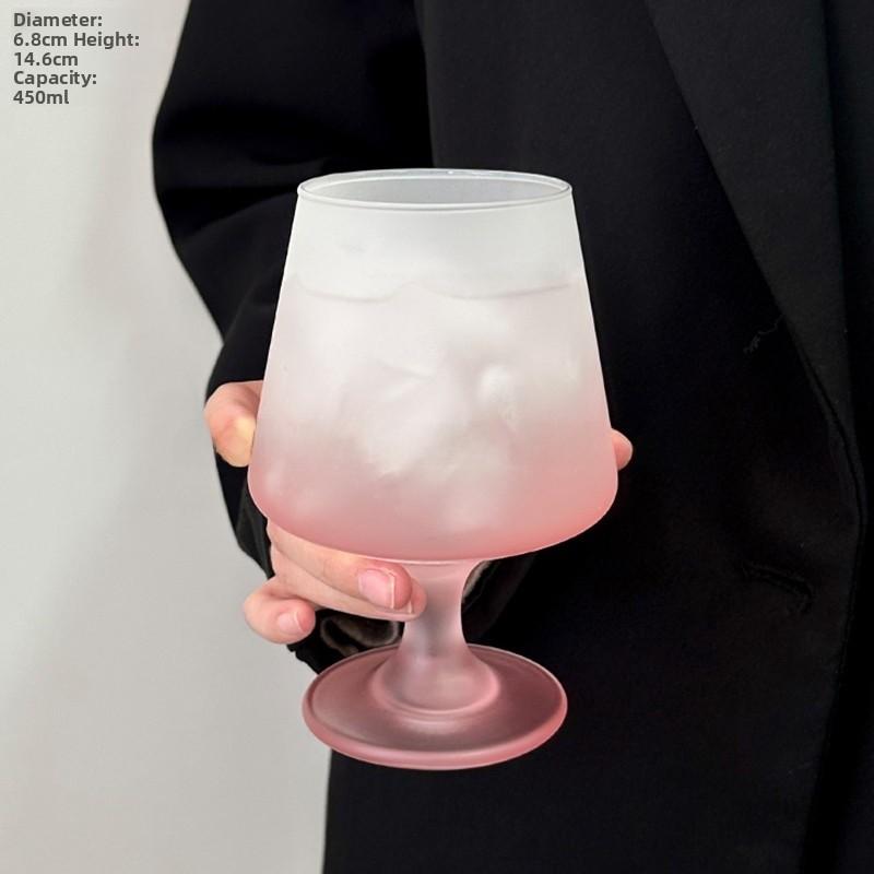 

adual Pink Frosted High Foot Glass Cup Cotail Design Sensation Soda Bubble Water Cup Fairy Sle Pink adient Fairy Glas... moet 301-400ml