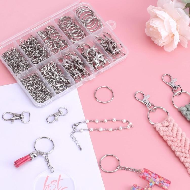 523Pcs Lot of Keychain Making Components Jump Rings for Jewelry Supplies DIY Creative Accessories Gift