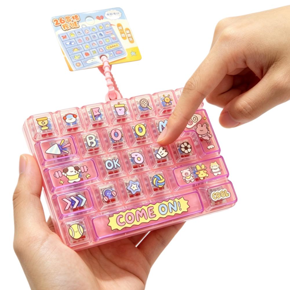 26 Keys Keyboard Fidget Keychain Clicky Stress Relief Toy Transparent Bag Charm Pendant