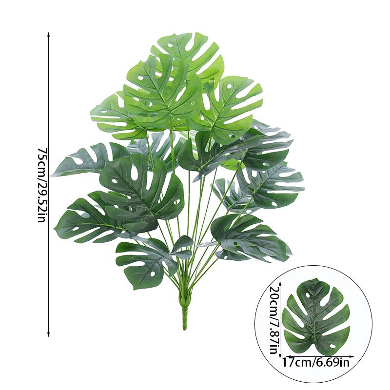 18/24 Fork Artificial Turtle Back Leaves High Grade Simulation of Fake Flowers Creative Simulation Plant Wall Potted without Flower Pot