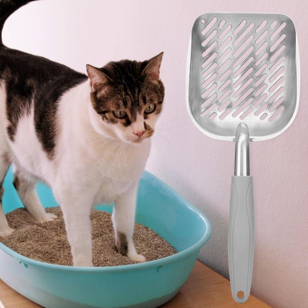 Aluminum Alloy Pet Cat Litter Scoop Sifter Shovel Hollow Dog Puppy Waste Holder(Black)