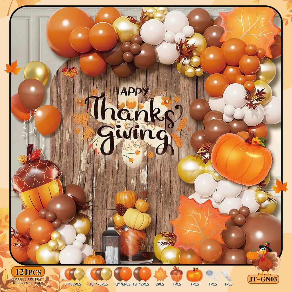 Thanksgiving Orange Balloon Chain Fall Themed Party Decoration Birthday Wedding Scene Decoration Balloon Arch