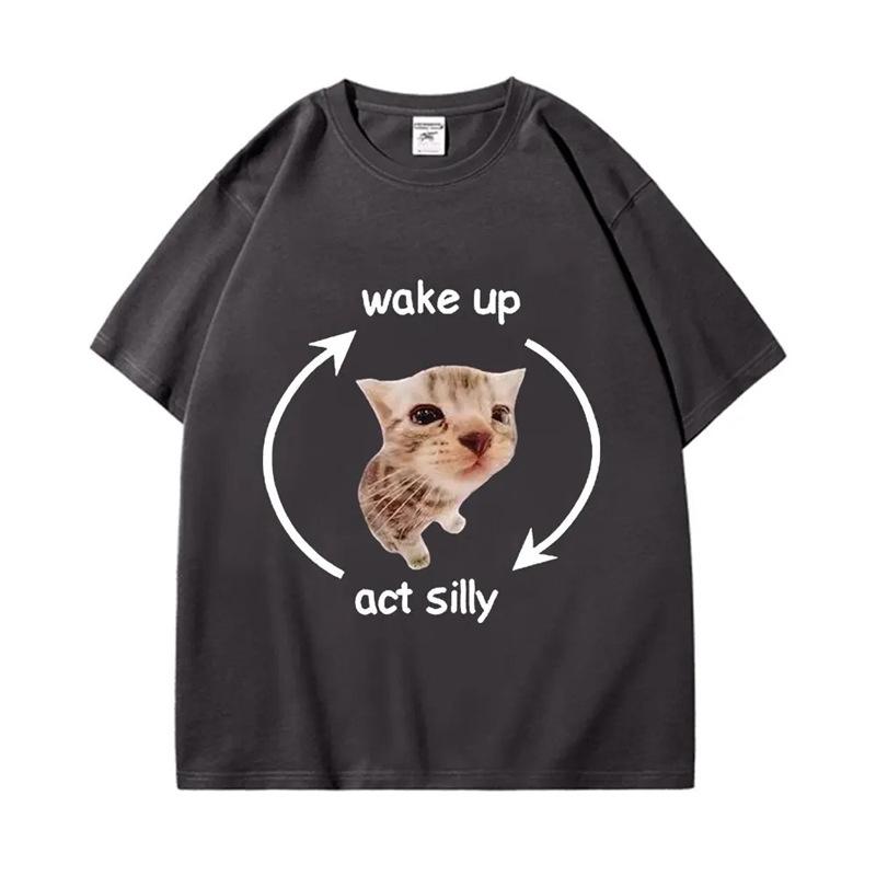 Wake Up & Act Silly: Crying Banana Cat Meme T-shirt