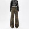 Street Leopard Print Jeans Men's American High Street Niche Design Loose Straight Trousers