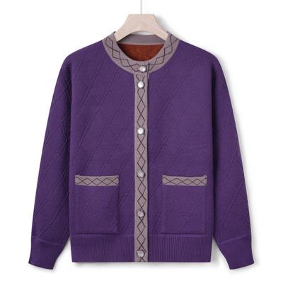 Grandma's Spring and Autumn Sweater, Middle-aged Man's Fleece Thickened Knitted Sweater, Old Woman's Mother's Autumn Cardigan