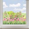 3D Tulip Flower Window Stickers Static Cling Waterproof Floral Decal Windows Decor For Home Bedroom Bathroom Glass Decoration