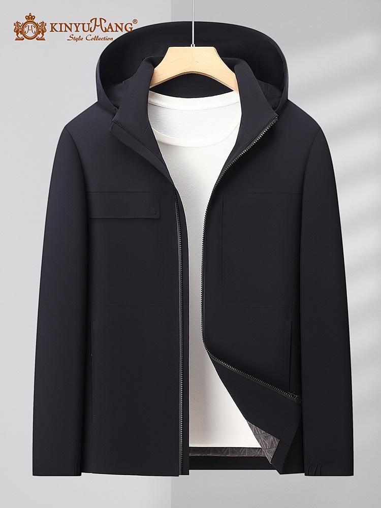 Autumn Detachable Hat Jacket for Middle-aged and Elderly - Fashionable Business Casual Outdoor Coat