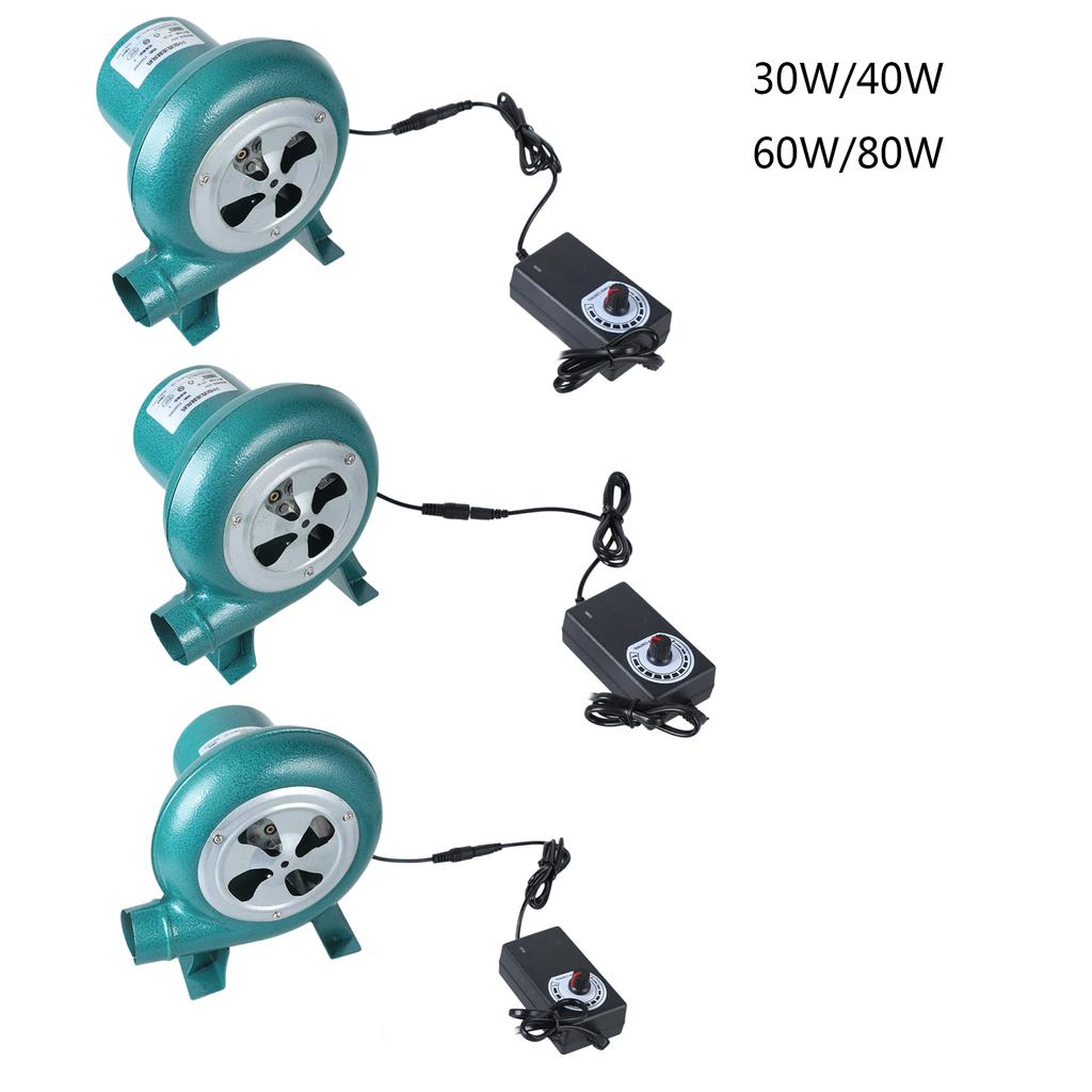 30W/40W/60W/80W BBQ Blower Fan AC120V-240V DC12V Powered Variable Speed Controller Centrifugal Fan Outdoor Air Blower