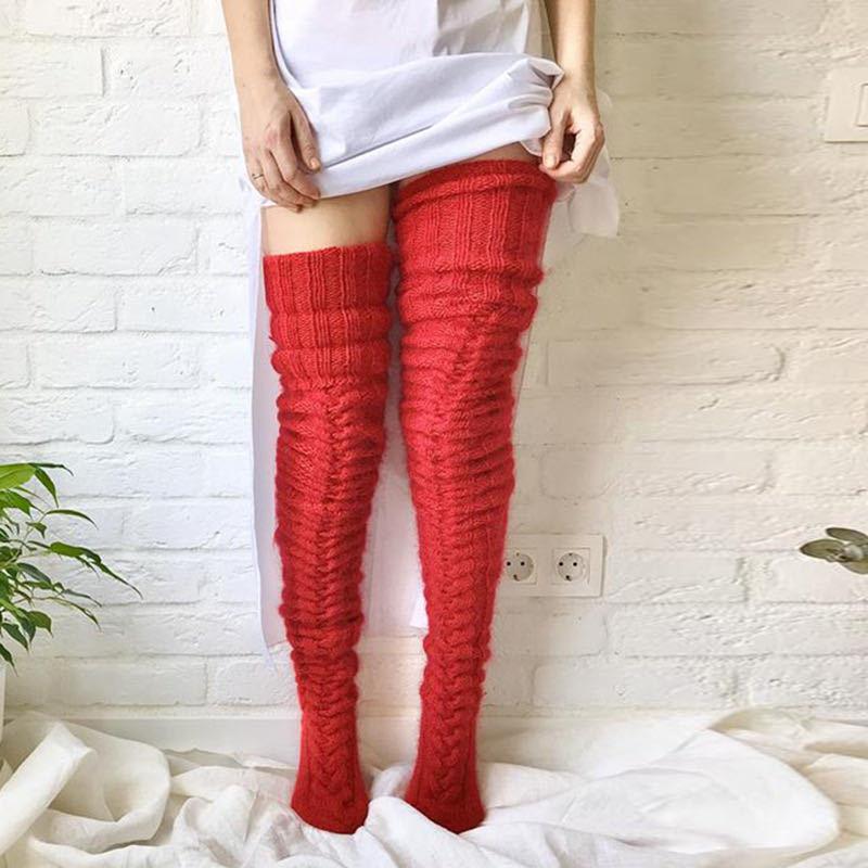 Stacked Socks Popular Fashion Trend Models Knee-High Socks Lengthened Knitted Socks Long Long Woolen Women's Socks