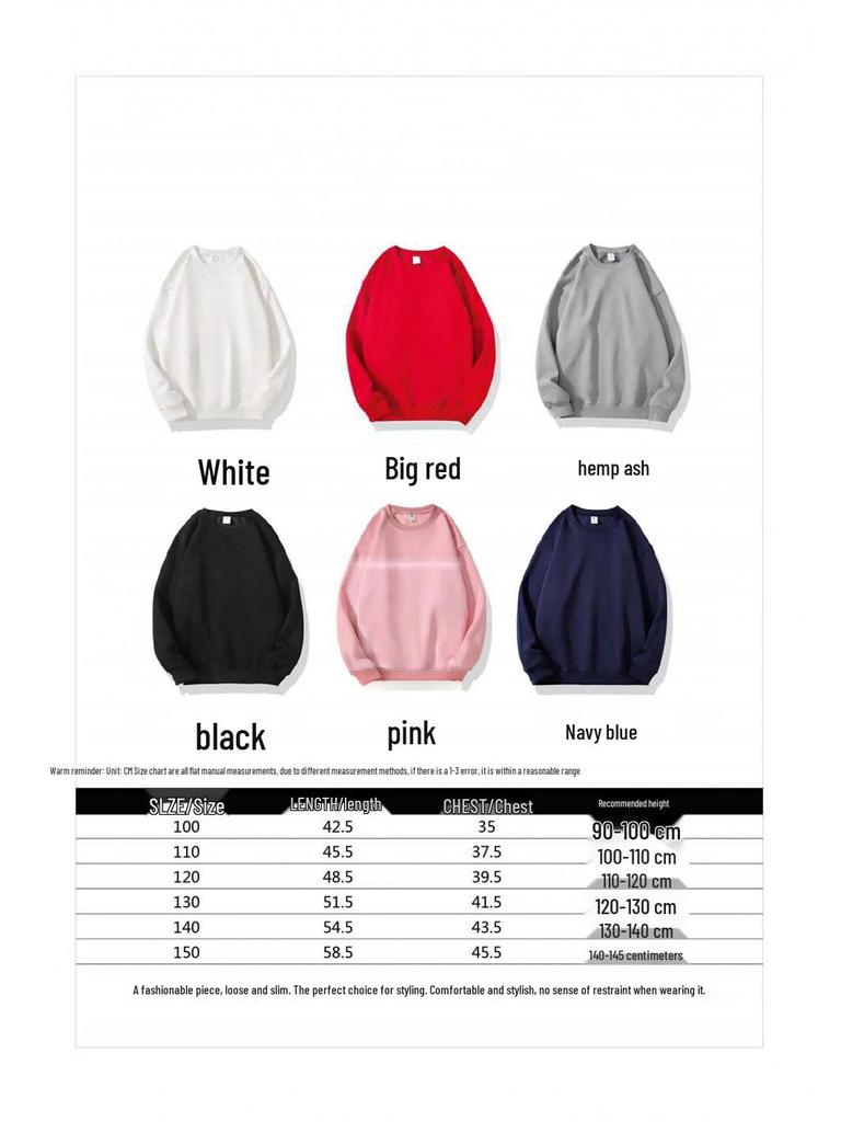 Autumn Cotton Fleece Crew Neck Sweatshirt for Kids - Trendy College Style with Printed Logo, Loose and Casual Fit