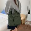 Canvas Bag Women's Large Capacity Lightweight Tote Bag Solid Color Shoulder Crossbody Bag
