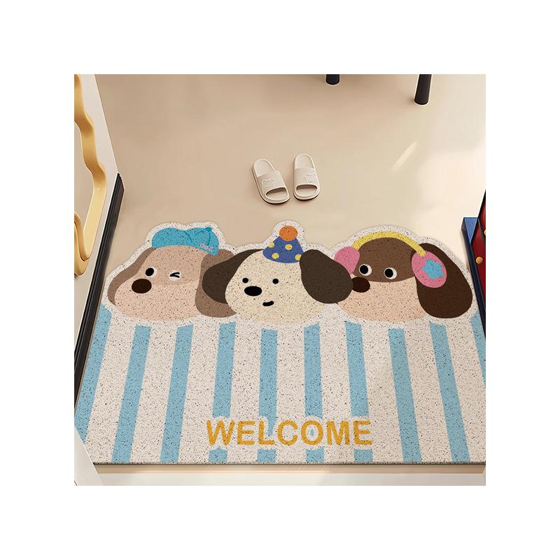 Mengqu Cartoon Eingangstür Fußmatte, Seidenring Fußmatte Kann beim Betreten des Eingangs zugeschnitten werden, Haushalt Rutschfest und Pflegeleicht Boden