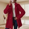 Women Thick Woolen Coats Double Breasted Solid Warm Jackets Midi Length Coat Turn Down Collar Casual Straight Jacket Winter