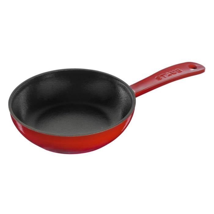 Litinová pánev - STAUB - 16 cm - Třešňová - Odolnost - Kompatibilní s indukcí - Francouzská výroba