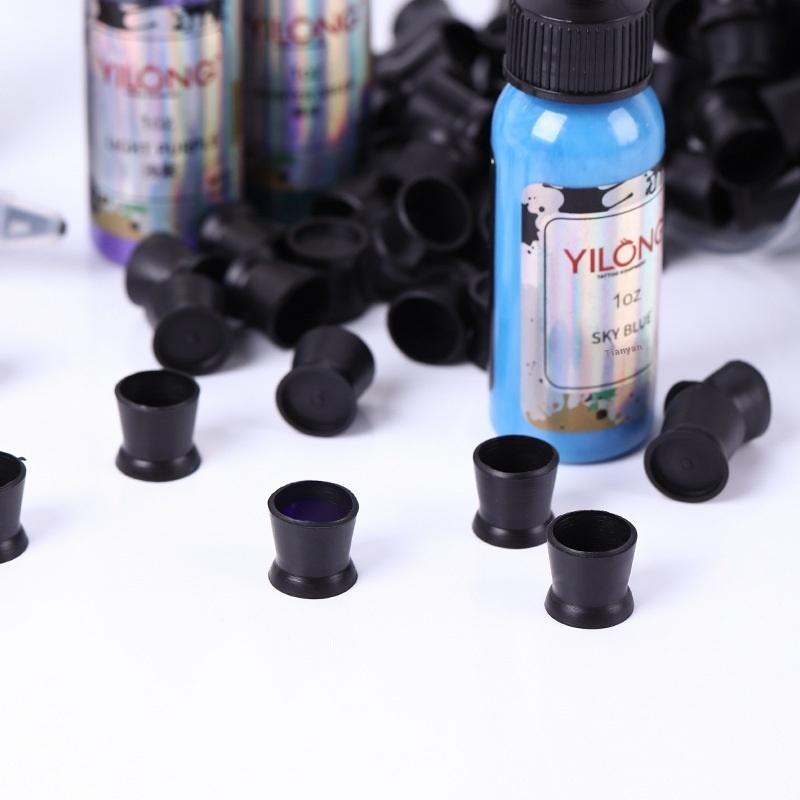 300 Pcs Disposable Silicone Tattoo Ink Cups Color Cup With Base Pigment Holder Container Cap Tattoo Accessory For Tattoo Ink